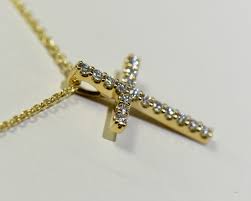 gold diamond cross necklace