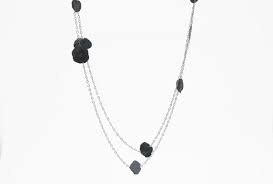 pendant necklace with black confetti