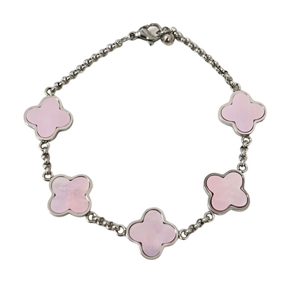 Multi Pink Mother Of Pearl Clover Bracelet