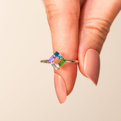 Customizable 3-6 Baguette Birthstone Ring