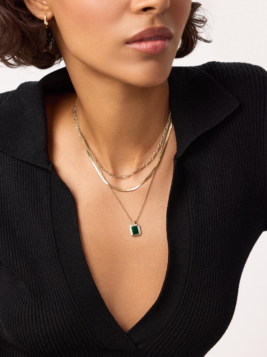 Layered Necklace Set - Temple Green