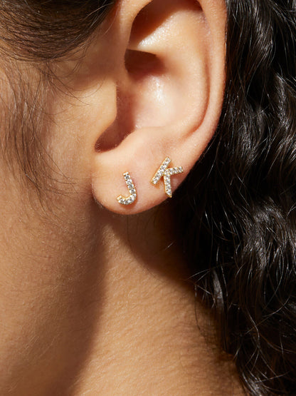 Letter Stud Earring - Single Letter Stud