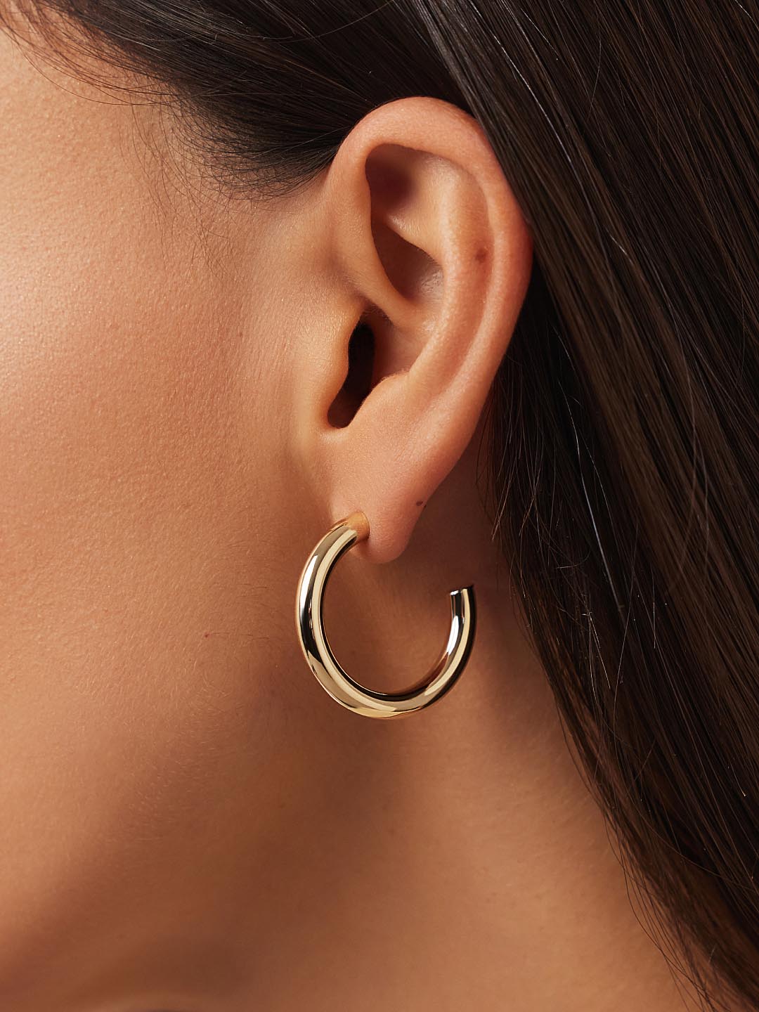 Chunky Gold Hoop Earrings - Gold Bold C-Hoops Large