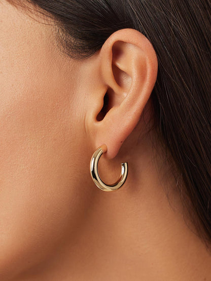 Chunky Gold Hoop Earrings - Gold Bold C-Hoops Medium