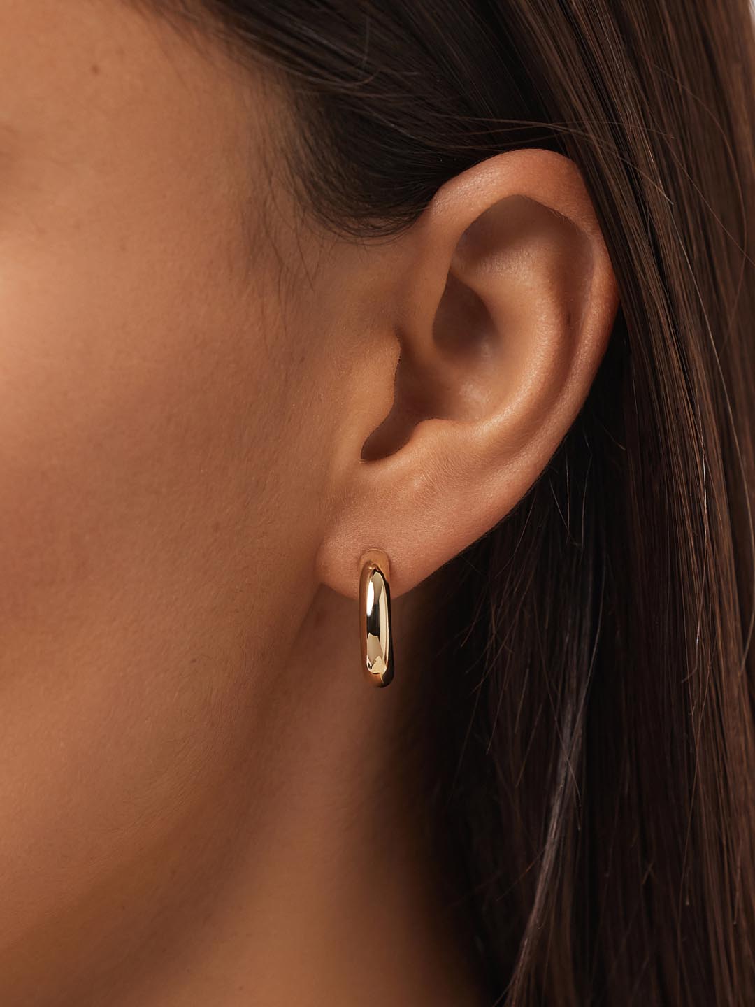 Chunky Gold Hoop Earrings - Gold Bold C-Hoops Small