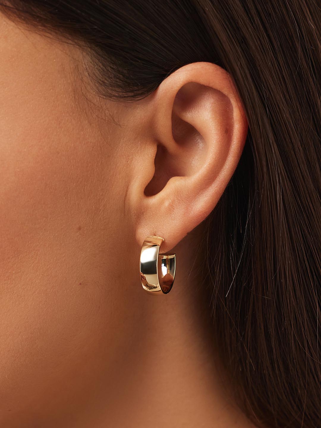 Gold Huggie Hoop Earrings - Gold Bold Hoops Small