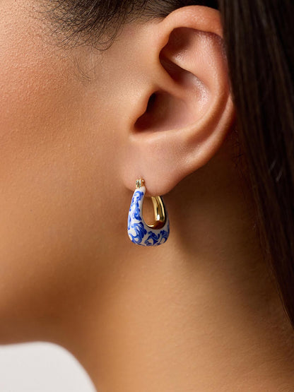 Statement Earrings - Dakota Marble Blue