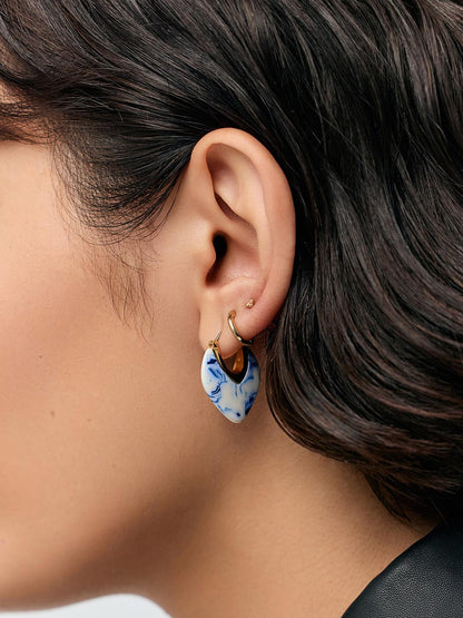 Statement Earrings - Spencer Marble Blue