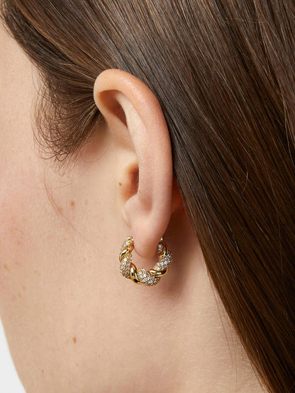 Twisted Hoop Earrings - Paris Small Pave