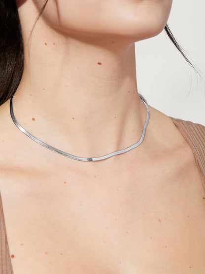 Herringbone Chain Necklace - Ina Silver