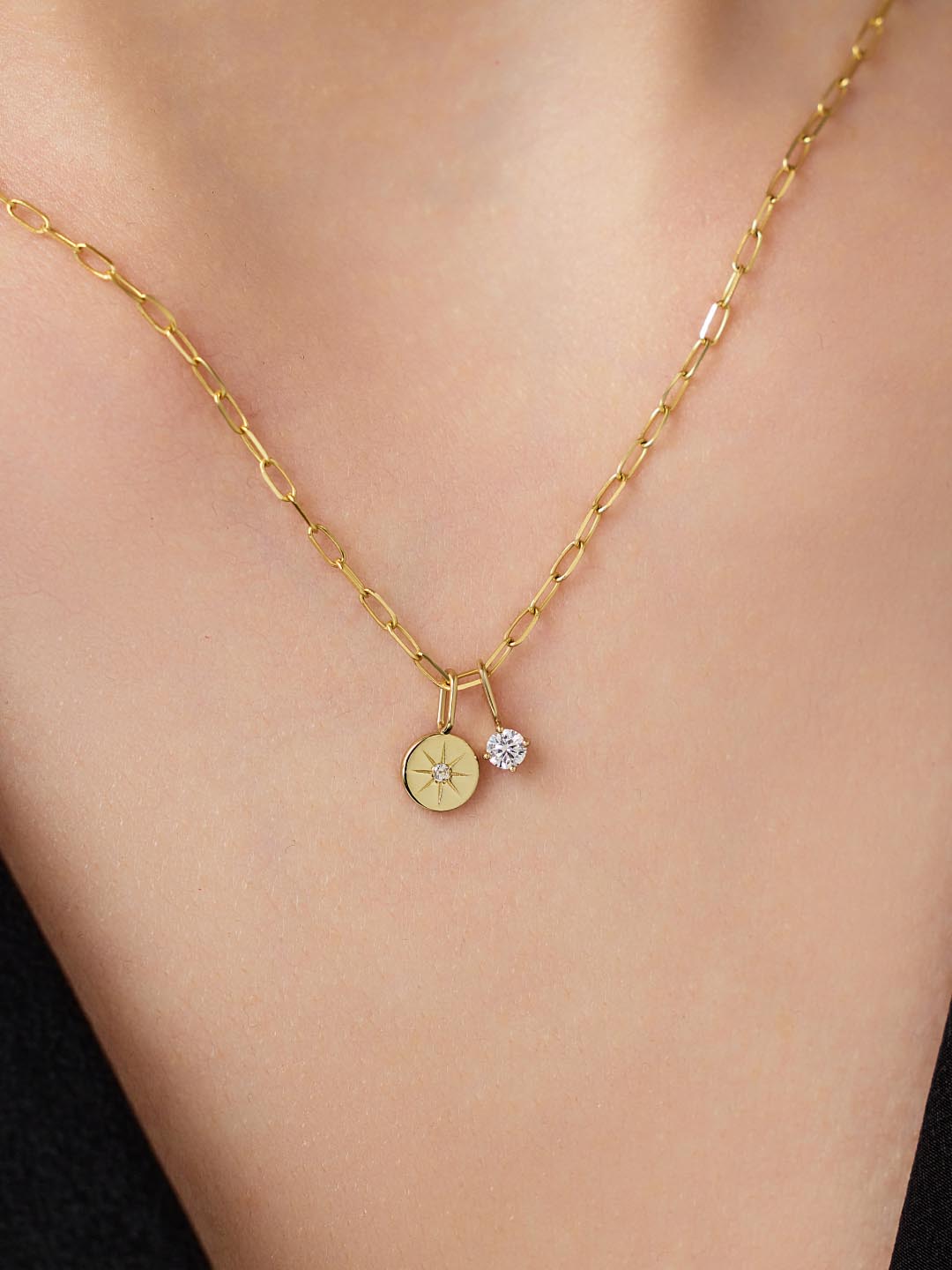 Gold Diamond Necklace - Gold Diamond Star Necklace