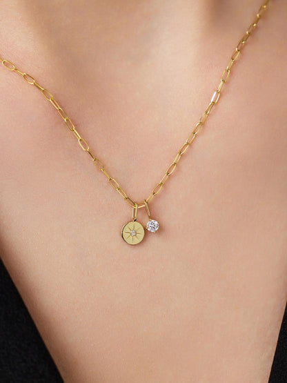 Gold Diamond Necklace - Gold Diamond Star Necklace