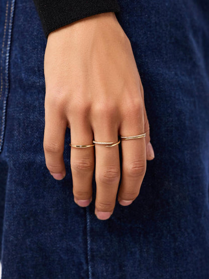 Gold Band Ring - Diamond Bypass Ring