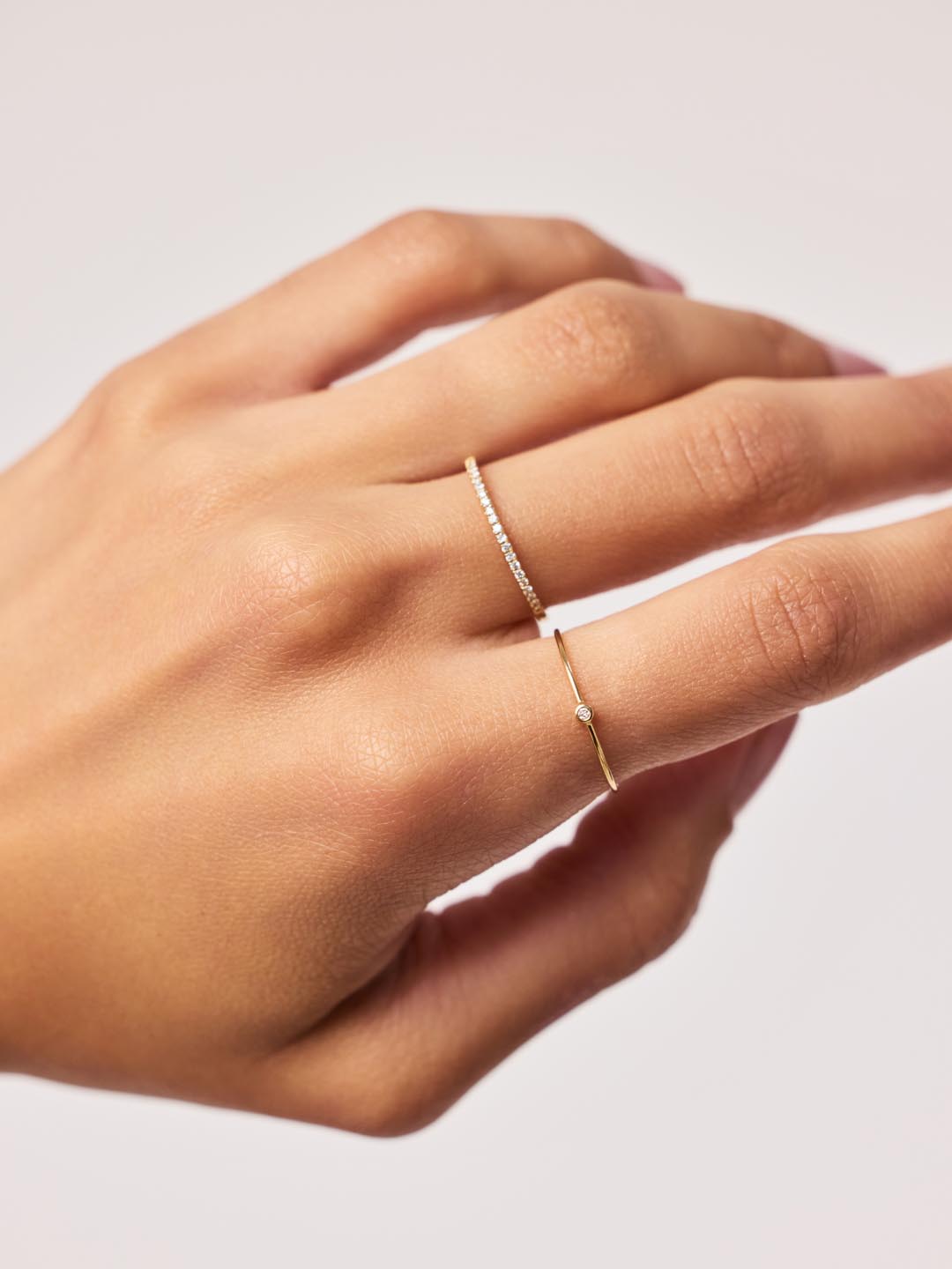 Gold Band Ring - Mini Diamond Ring