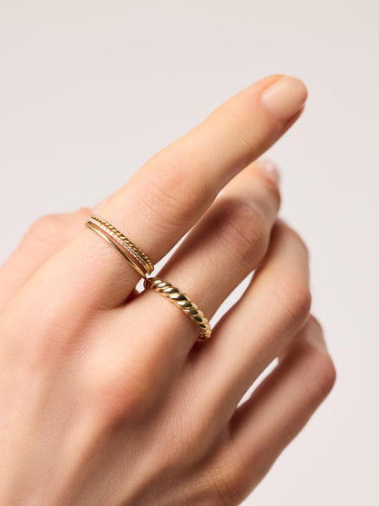 Solid Yellow Gold - Dome Rope Ring