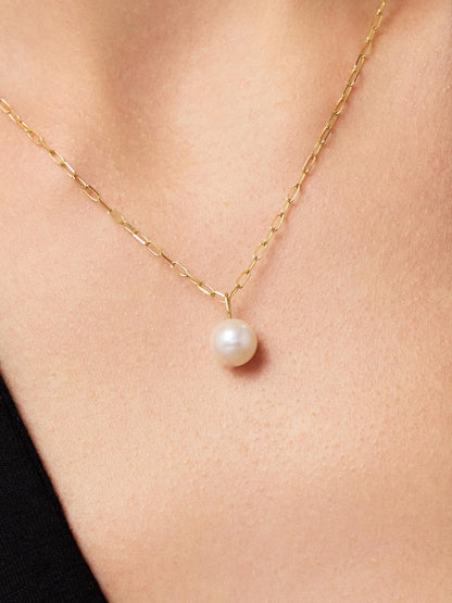 Gold Pendant - Gold Round Pearl Necklace