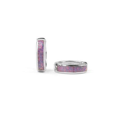 Opal Inlay Huggie Earrings