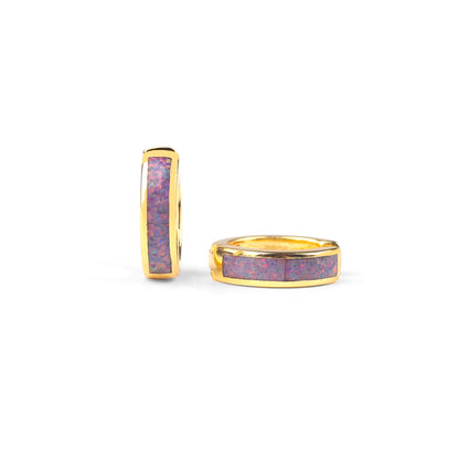 Opal Inlay Huggie Earrings