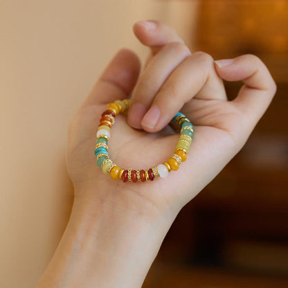 Buddha Stones Natural Red Agate Jade Rainbow Confidence Bracelet