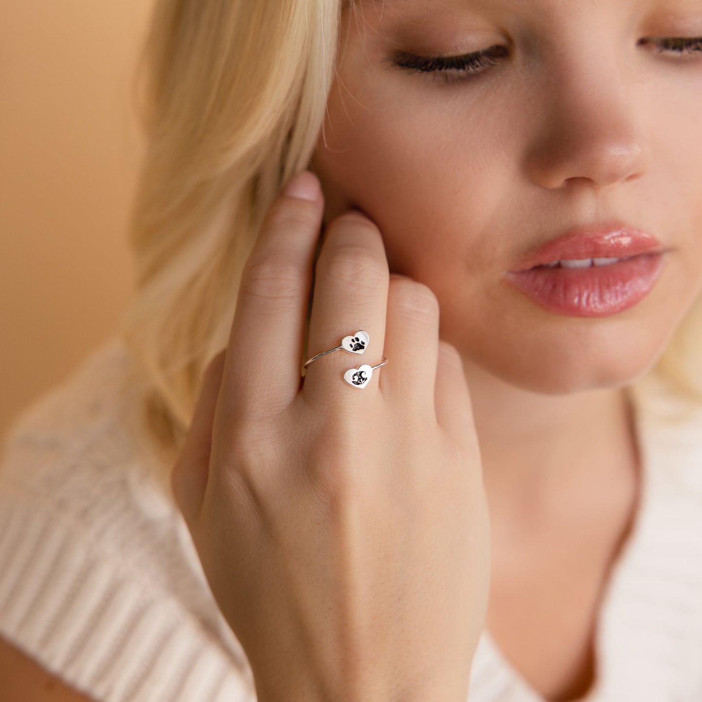 Paw Print Duo Heart Ring