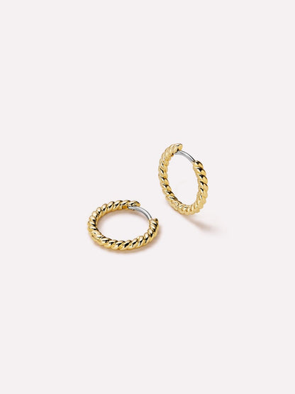 Gold Huggie Earrings - Twist Huggie Hoops