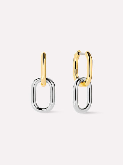 Gold Drop Earrings - Rox Mini Double Two Tone