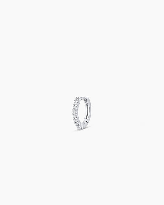 14k White Gold Diamond Pavé Single Huggie