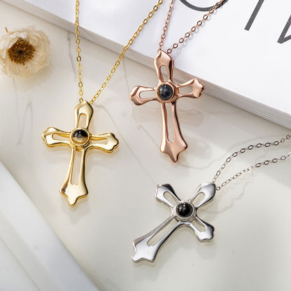 Custom Cross Photo Necklace