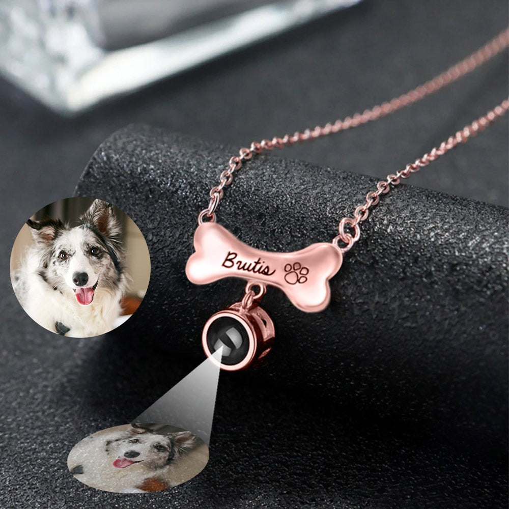 Custom Dog Bone Necklace with Photo & Name