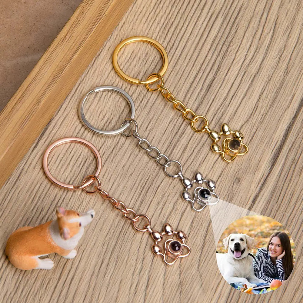 Paw Print Memorial Projection Keychain