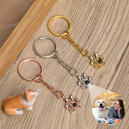 Paw Print Memorial Projection Keychain