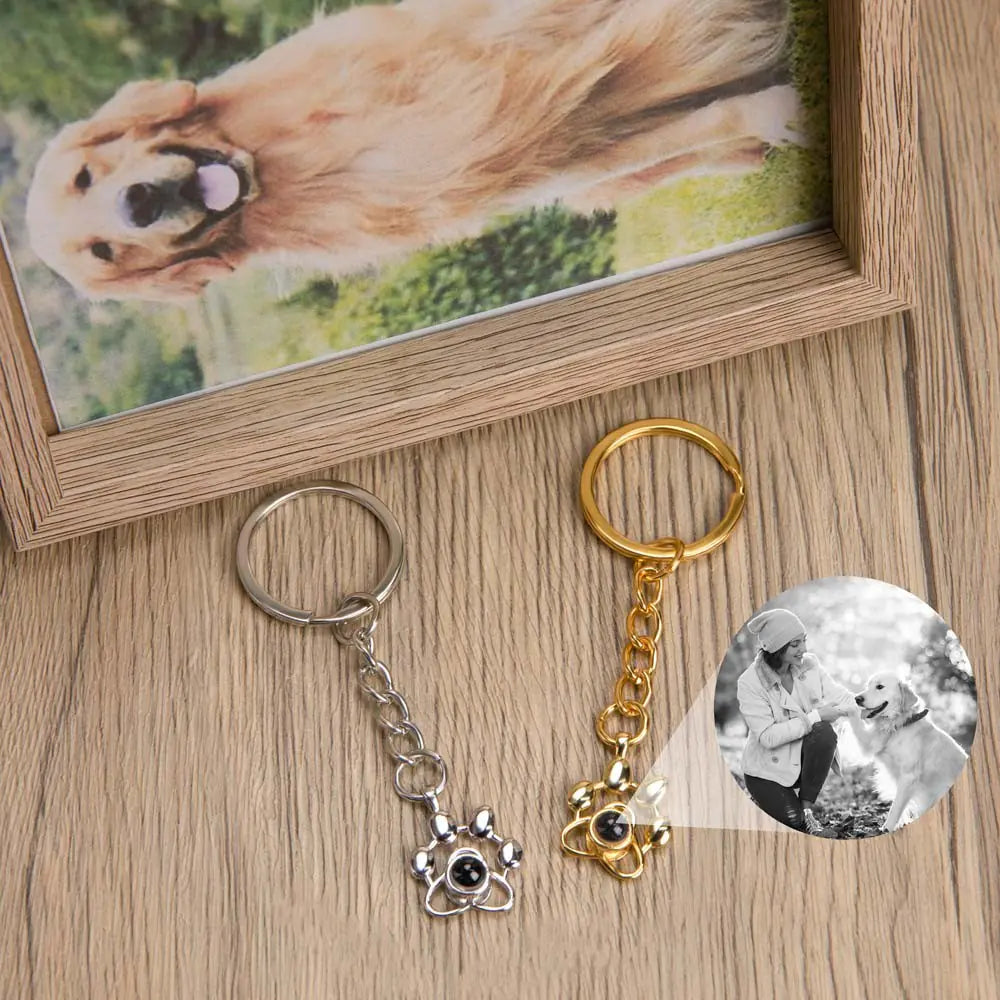 Paw Print Memorial Projection Keychain