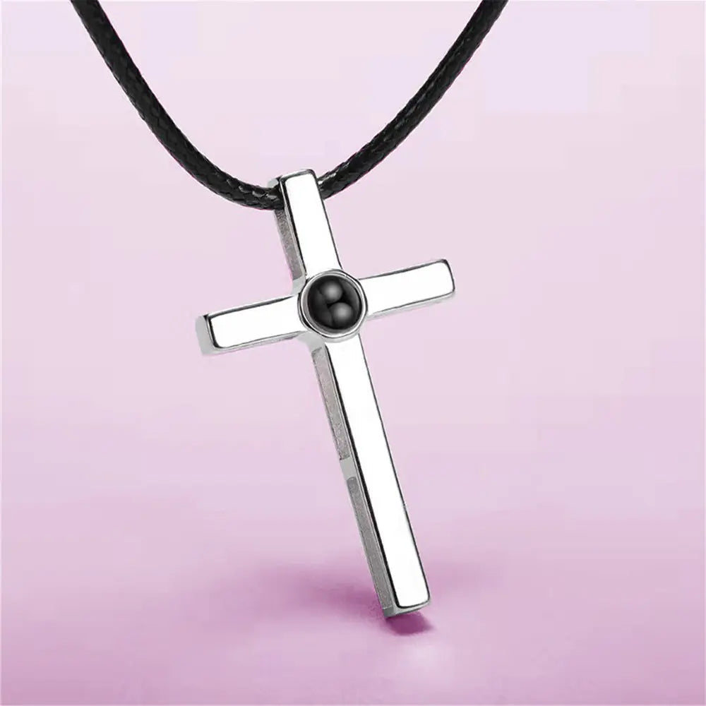 Couple’s Cross Photo Necklace