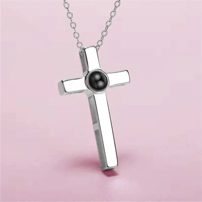 Couple’s Cross Photo Necklace