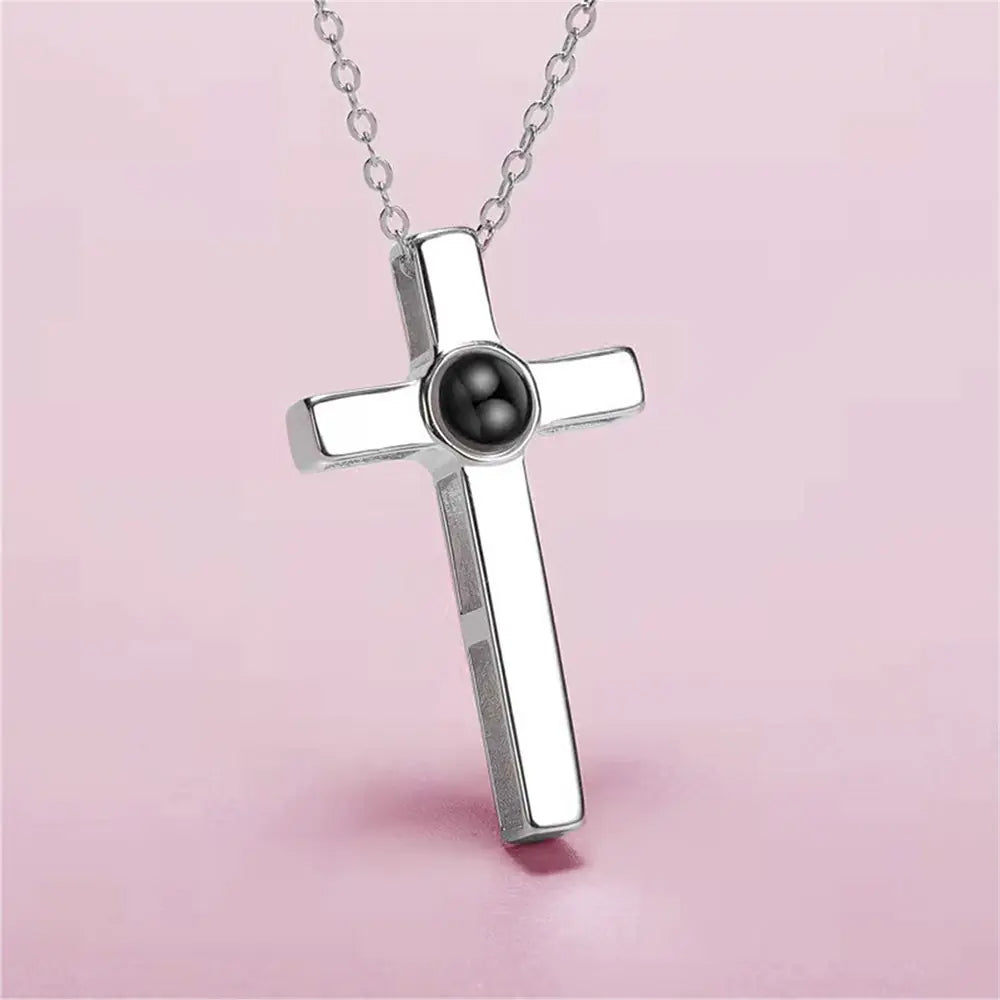 Couple’s Cross Photo Necklace