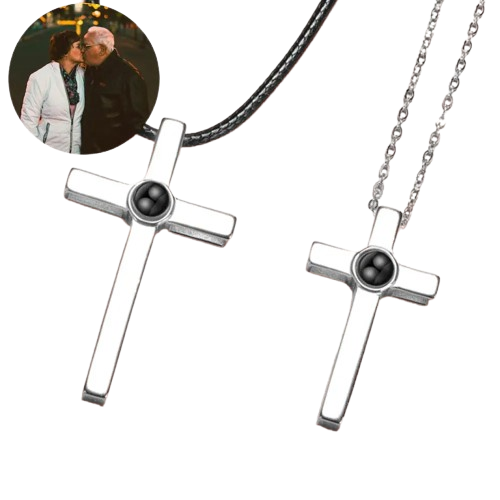 Couple’s Cross Photo Necklace