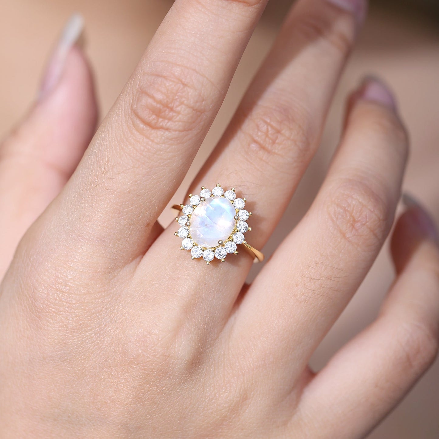 Moonstone Ring- Sunburst