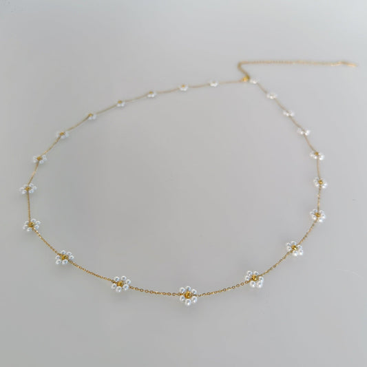 18K Gold Pearl Flower Waist Chain