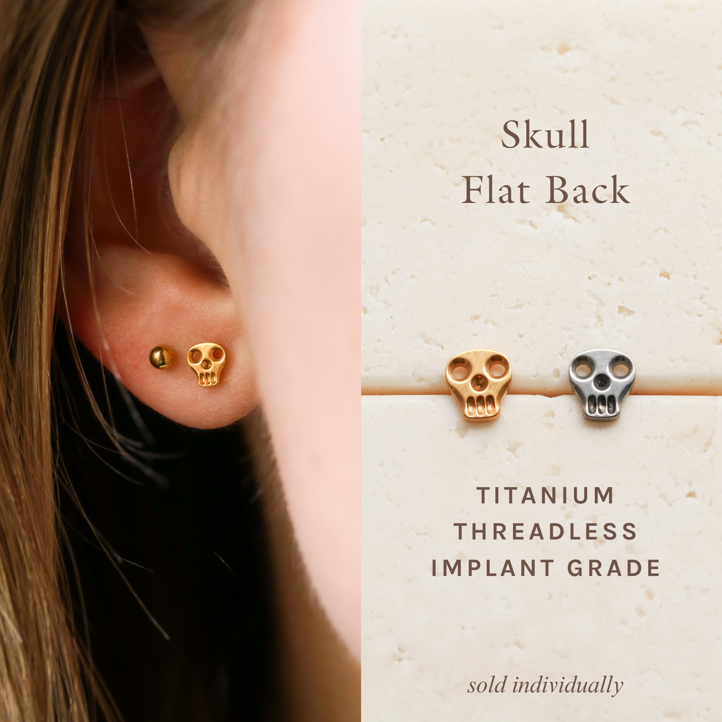 Skull - Titanium Flat Back