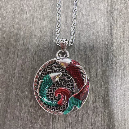 Tibetan Copper Koi Fish Healing Necklace