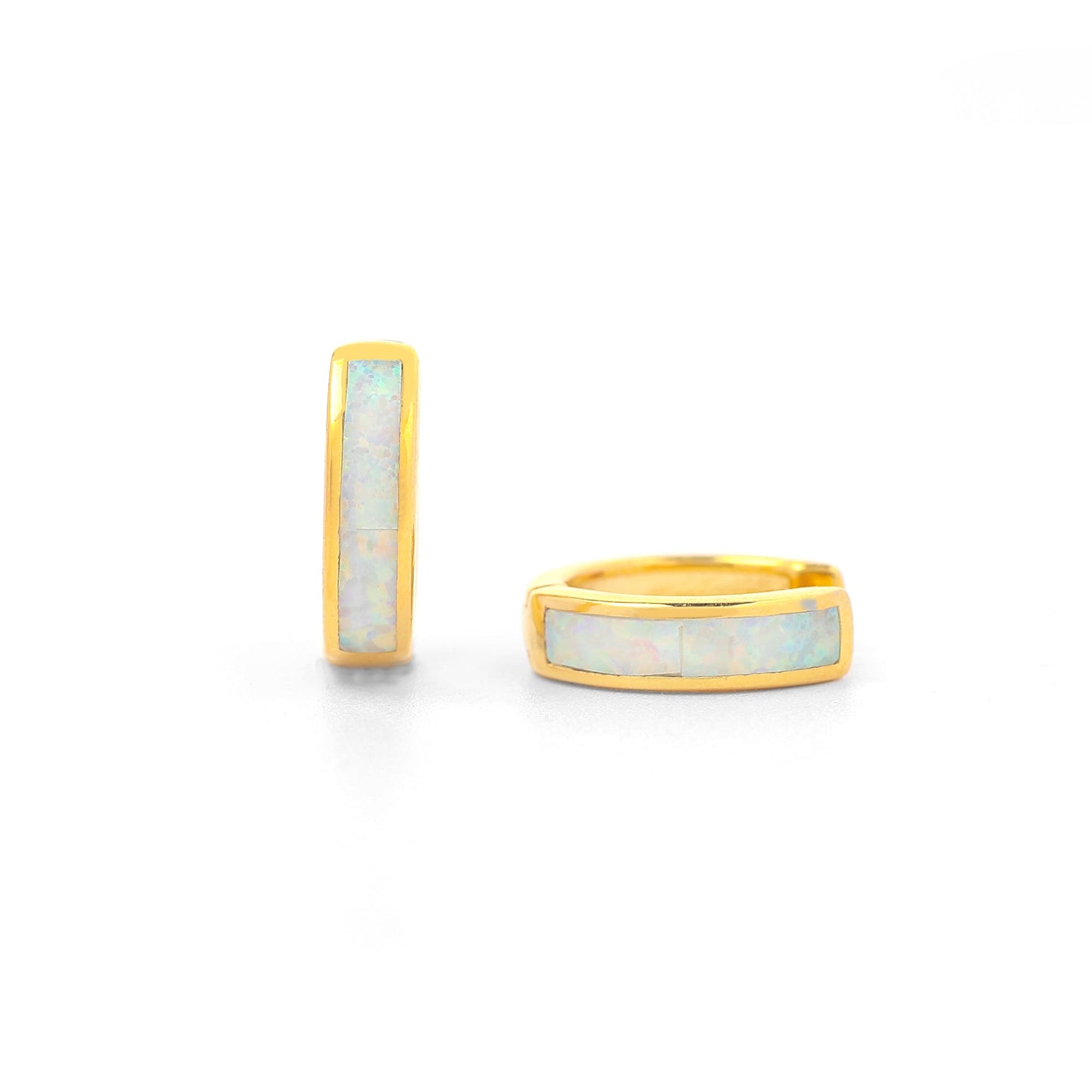 Opal Inlay Huggie Earrings