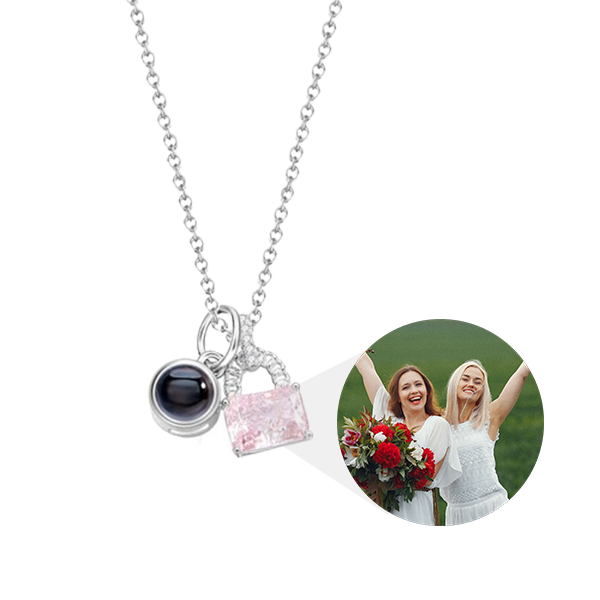 Custom Photo Necklace with Crystal Lock