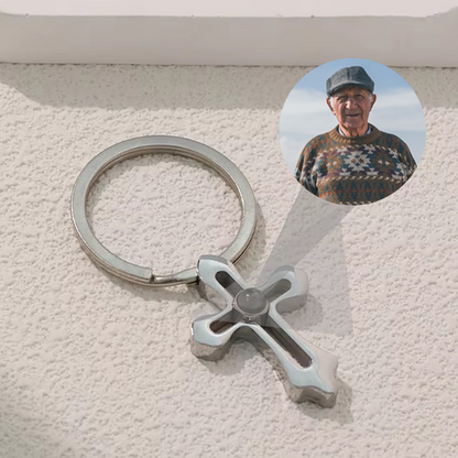 Personalized Cross Memorial Photo Keychain