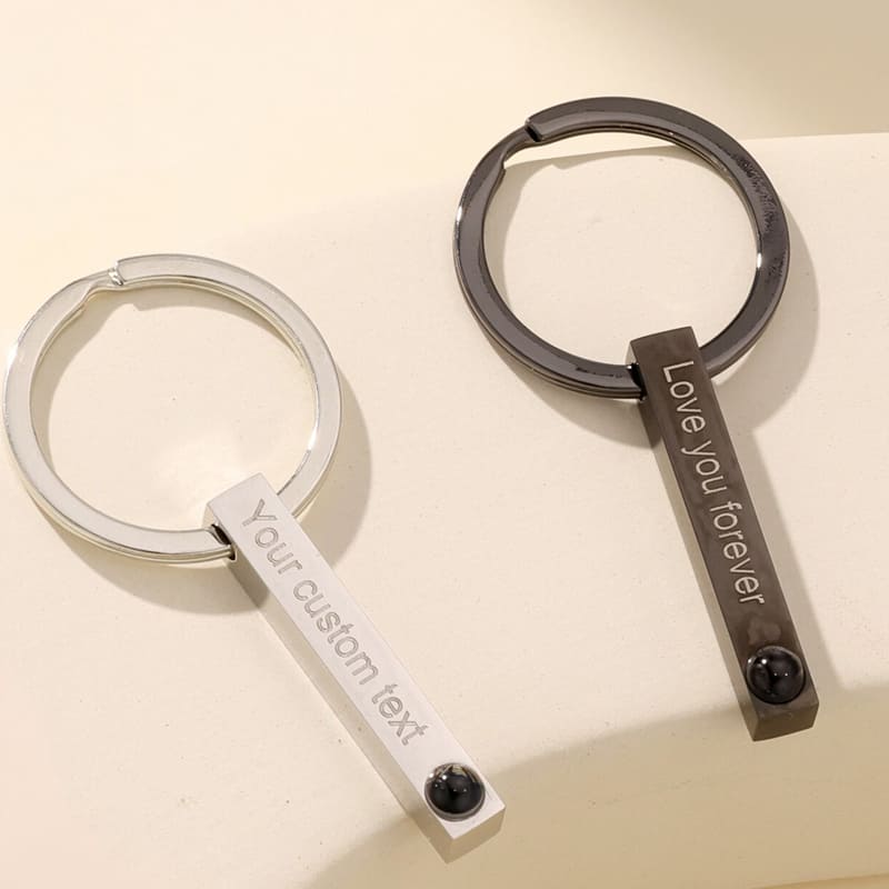 Custom Text Engraved Photo Keychain