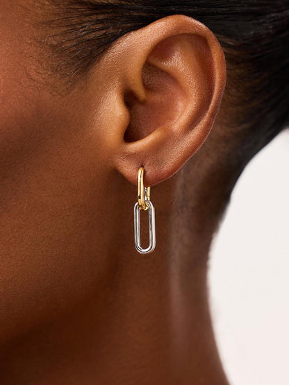 Gold Drop Earrings - Carson Two Tone