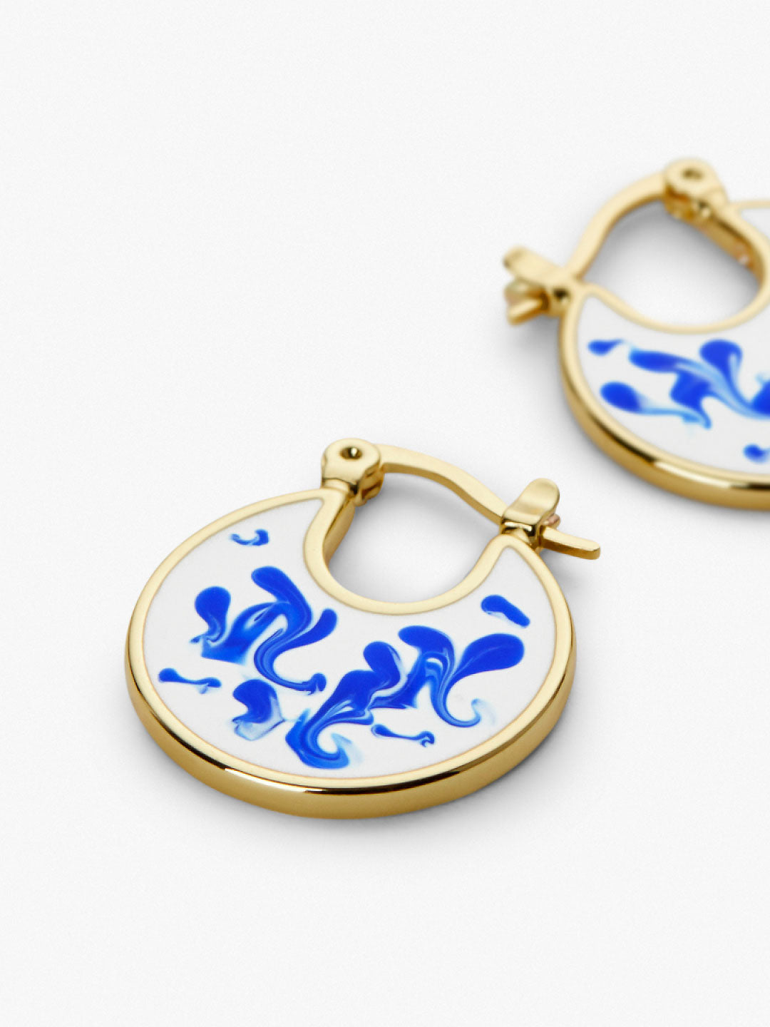 Enamel Earrings - Hana Marble Blue