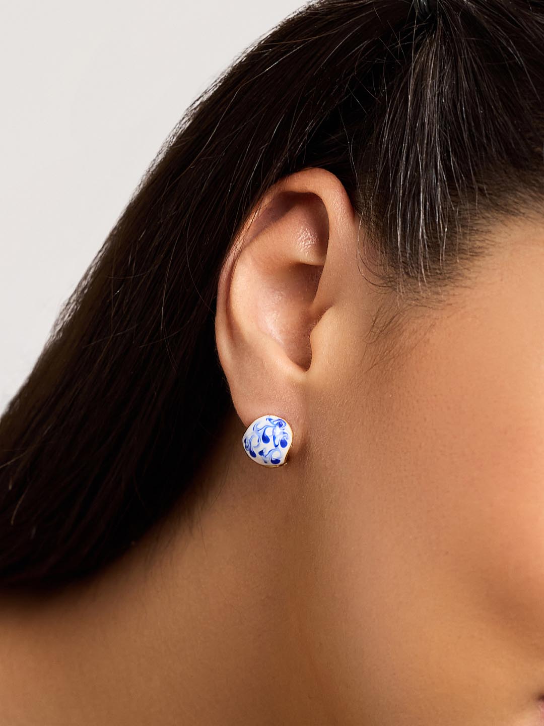 Statement Earrings - Mini Abby Marble Blue