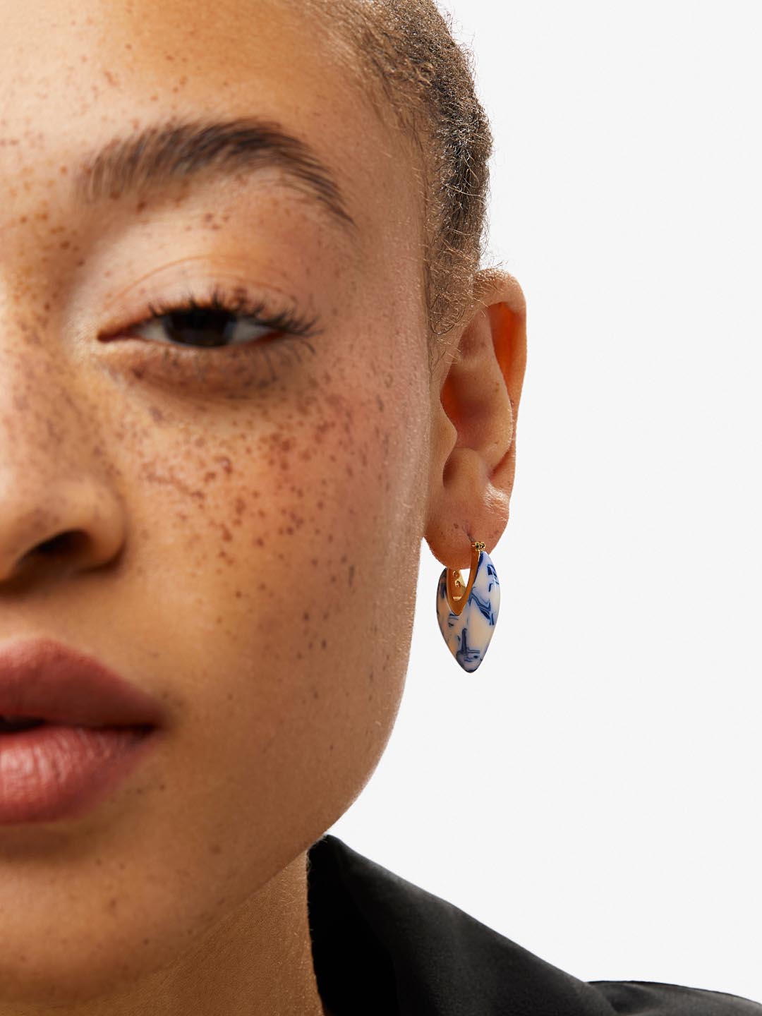 Statement Earrings - Spencer Marble Blue