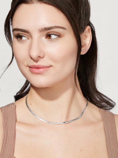 Herringbone Chain Necklace - Ina Silver