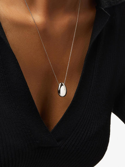 Silver Pendant Necklace - Pebble Silver